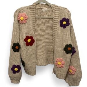Floral Embellished Cardigan Sweater